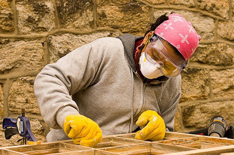 Above: Working on window restoration at Philadelphia's Eastern State Penitentiary in April, 2007. Photo: Addison Geary